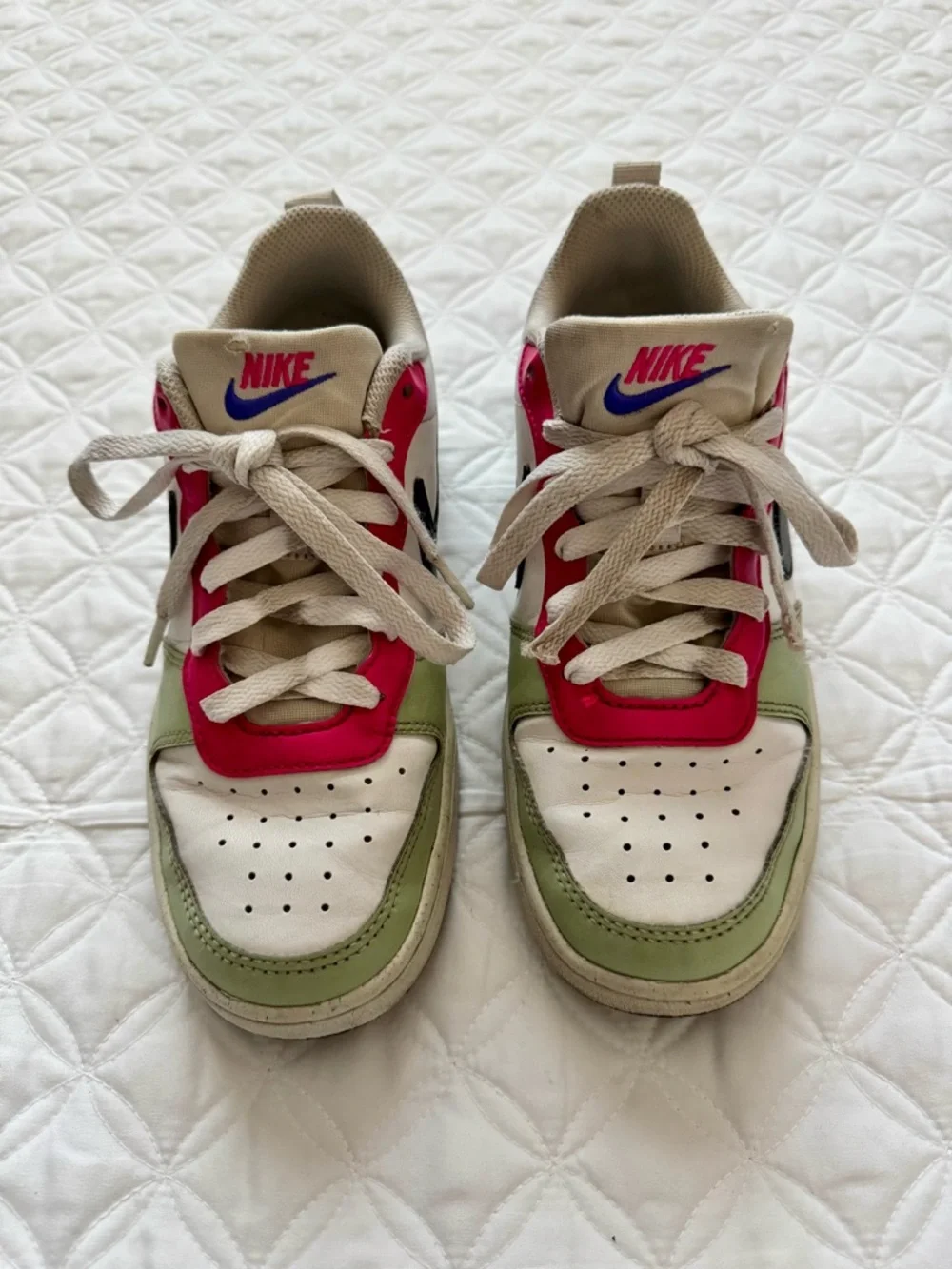 Nike Kids Court Borough Low Recraft Honeydew Pink Ultramarine Sneakers Sz 4